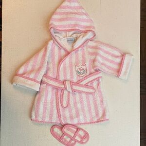 Girls Hooded Terrycloth Bathrobe with matching scuffs